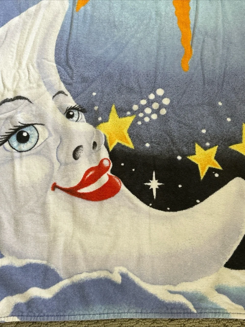 Vintage Hilasel Celestial Moon And Sun Beach Towel Incredible Shape! Excellent!